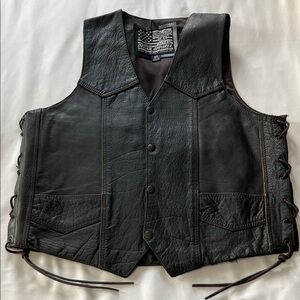 Leather Motorcycle Vest Embossed Eagle “Live to Ride” “Ride to Live”